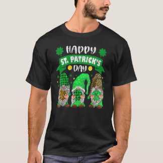 Happy St Patricks Day Drei Gnome Kleeblatt Leopard T-Shirt