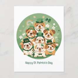 Happy St. Patrick's Day English Bulldogs Feiertagspostkarte