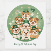 Happy St. Patrick's Day English Bulldogs Weinetikett (Einzelnes Label)