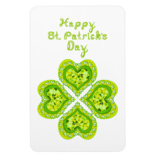 Happy St Patricks Day Fabric Schriftart 4 Herz Dia Magnet