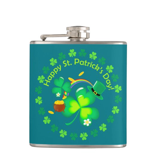 Happy St. Patrick's Day Flachmann (Vorderseite)