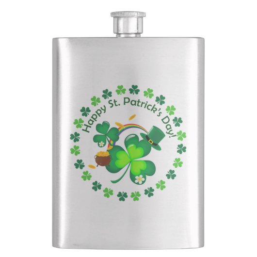 Happy St. Patrick's Day Flachmann (Vorderseite)