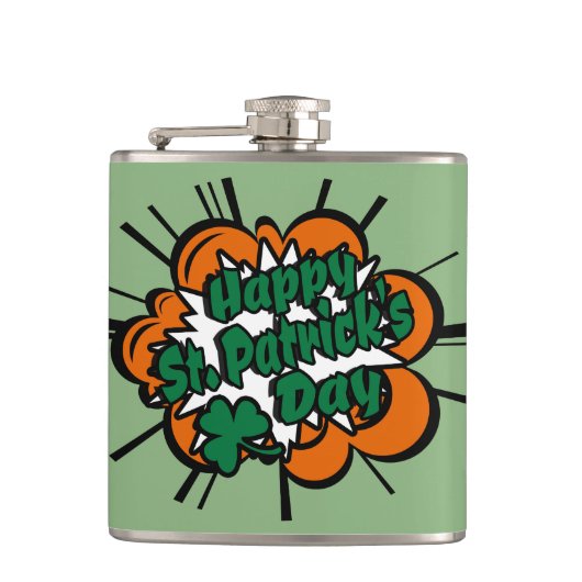 Happy St. Patrick's Day Flachmann (Vorderseite)