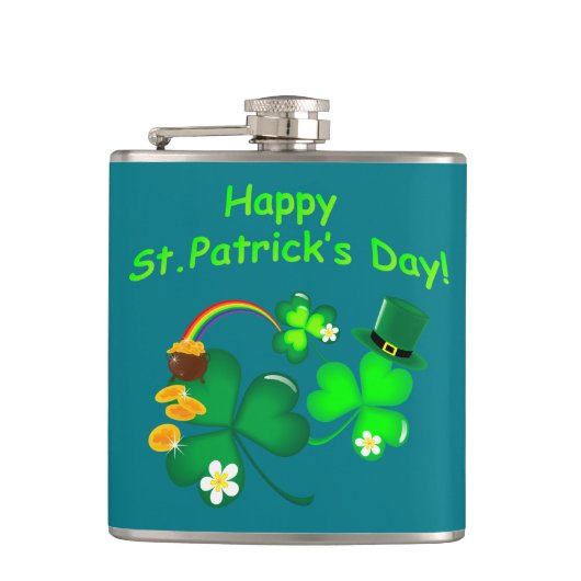 Happy St. Patrick's Day Flachmann (Vorderseite)