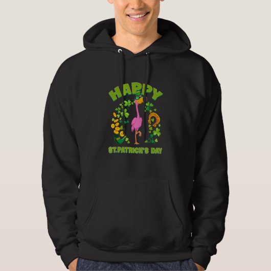 Happy St. Patrick's Day Flamingo Cute Hoodie (Vorderseite)