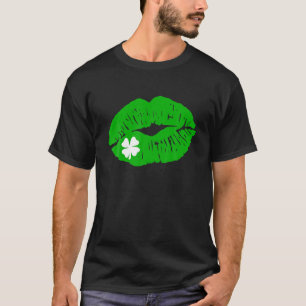 Happy St Patricks Day Frauen Kleeblätter Grüne Lip T-Shirt