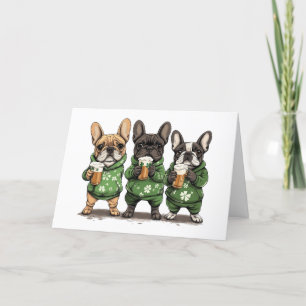 Happy St. Patrick's Day French Bulldogs Feiertagskarte