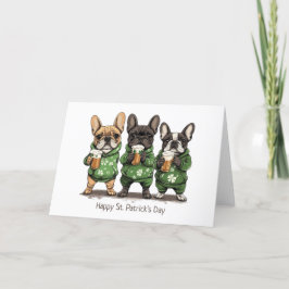 Happy St. Patrick's Day French Bulldogs Feiertagskarte