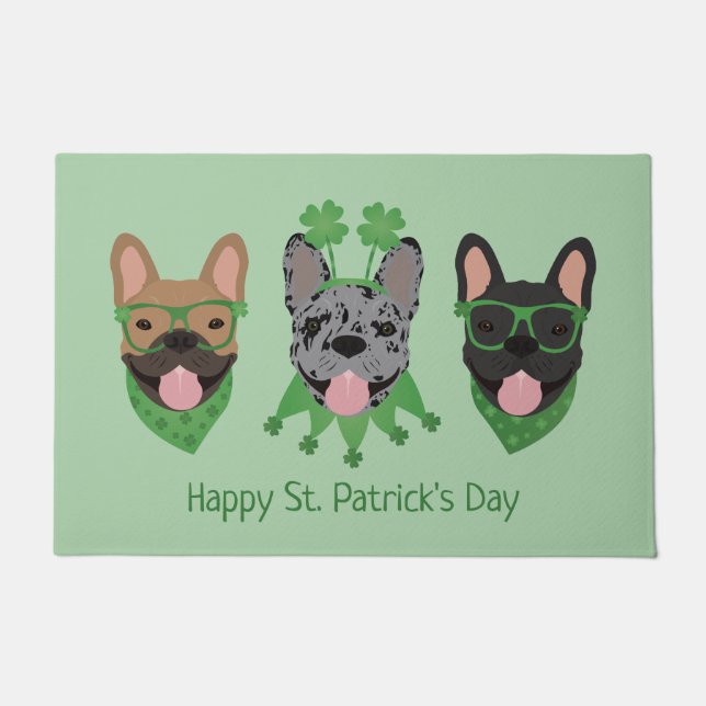 Happy St Patricks Day French Bulldogs Fußmatte (Vorderseite)