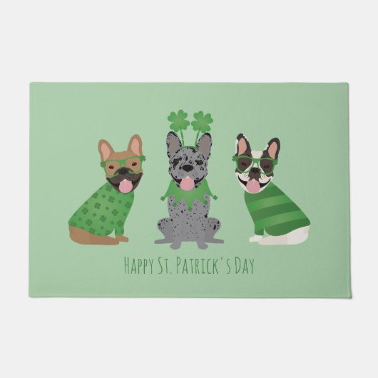 Happy St Patricks Day French Bulldogs Fußmatte (Vorderseite)