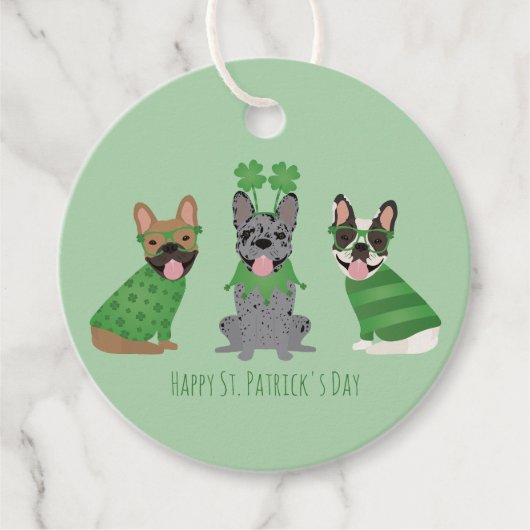 Happy St Patricks Day French Bulldogs Geschenkanhänger (Vorderseite)