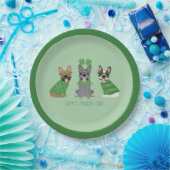 Happy St Patricks Day French Bulldogs Pappteller (Party)