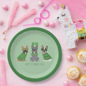 Happy St Patricks Day French Bulldogs Pappteller (Party)