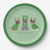 Happy St Patricks Day French Bulldogs Pappteller (Vorderseite)