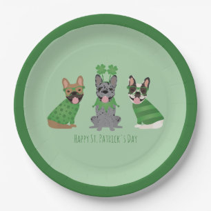 Happy St Patricks Day French Bulldogs Pappteller