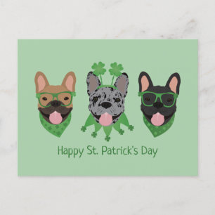 Happy St Patricks Day French Bulldogs Postkarte