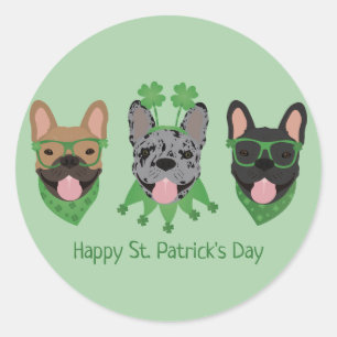 Happy St Patricks Day French Bulldogs Runder Aufkleber