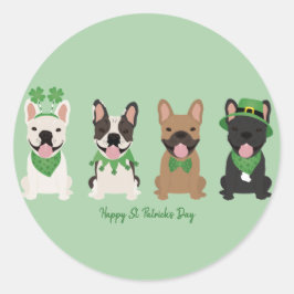 Happy St Patricks Day French Bulldogs Runder Aufkleber