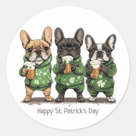 Happy St. Patrick's Day French Bulldogs Runder Aufkleber