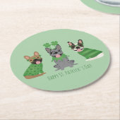 Happy St Patricks Day French Bulldogs Runder Pappuntersetzer (Angewinkelt)