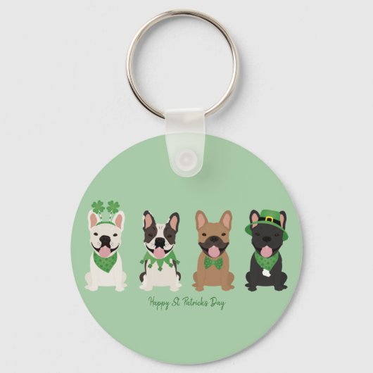 Happy St Patricks Day French Bulldogs Schlüsselanhänger (Vorderseite)