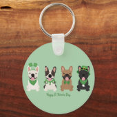 Happy St Patricks Day French Bulldogs Schlüsselanhänger (Vorderseite)