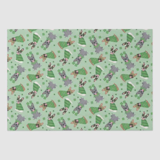 Happy St Patricks Day French Bulldogs Seidenpapier (Vorderseite)