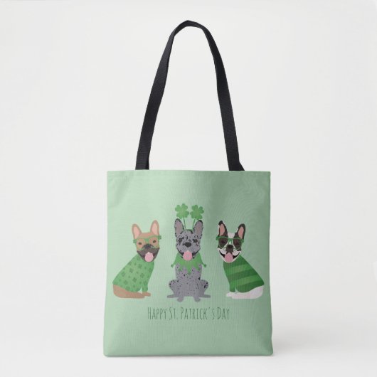 Happy St Patricks Day French Bulldogs Tasche (Vorderseite)
