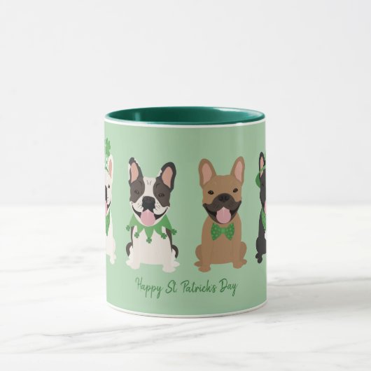 Happy St Patricks Day French Bulldogs Tasse (Zentrum)