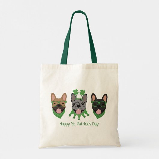 Happy St Patricks Day French Bulldogs Tragetasche (Rückseite)