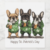 Happy St. Patrick's Day French Bulldogs Weinetikett (Einzelnes Label)