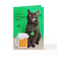 Happy St Patricks Day Funny Cat with Beer
