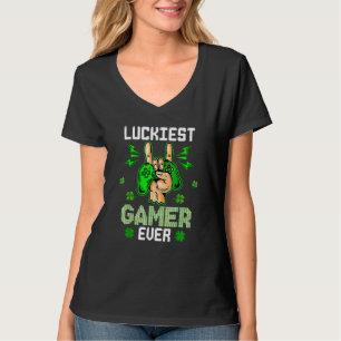 Happy St Patrick's Day Funny Luckiest Gamer Ever T-Shirt
