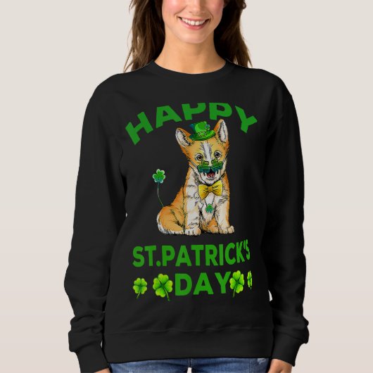 Happy St Patrick's Day Funy Saint Patricks Corgi D Sweatshirt (Vorderseite)