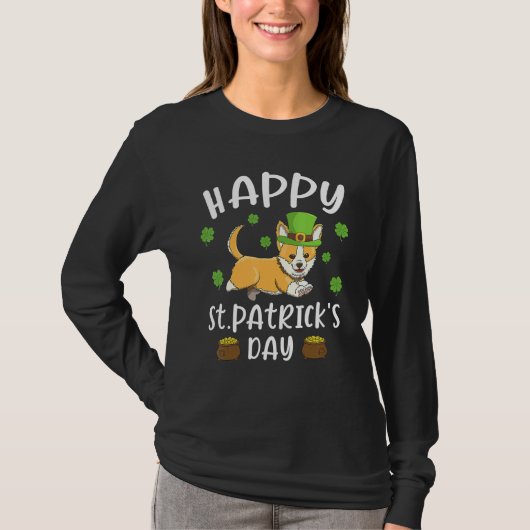 Happy St Patrick's Day Funy Saint Patricks Corgi D T-Shirt (Vorderseite)