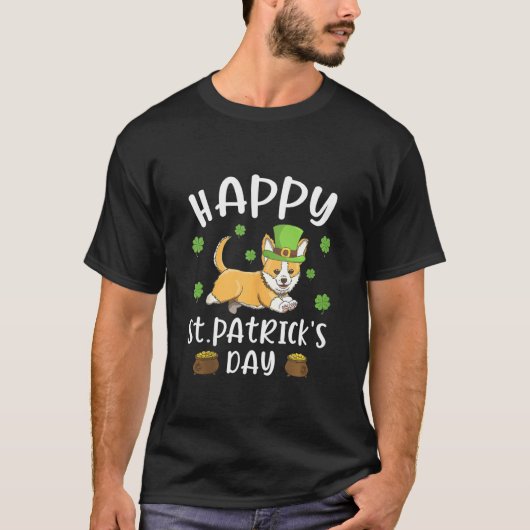 Happy St Patrick's Day Funy Saint Patricks Corgi D T-Shirt (Vorderseite)