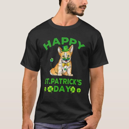 Happy St Patrick's Day Funy Saint Patricks Corgi D T-Shirt (Vorderseite)