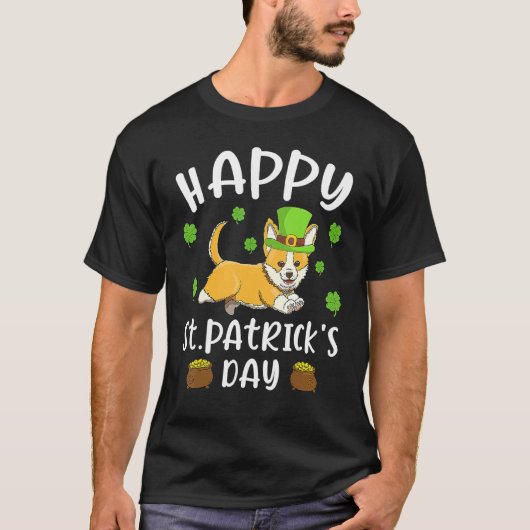Happy St Patrick's Day Funy Saint Patricks Corgi D T-Shirt (Vorderseite)