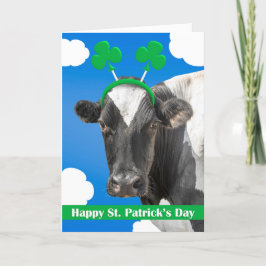 Happy St Patricks Day für jedermann Kuh in Kleeblä Feiertagskarte