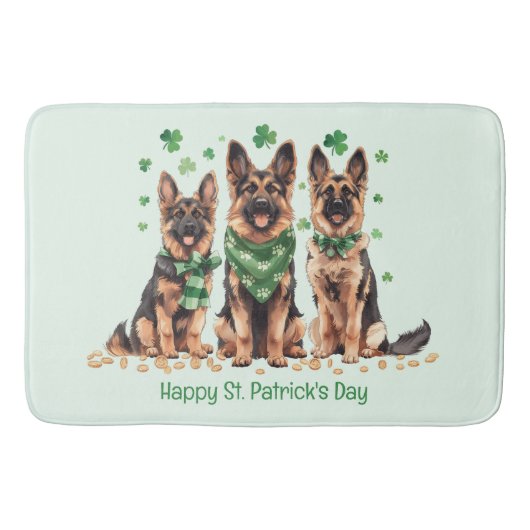 Happy St. Patrick's Day German Shepherd Hogs Badematte (Vorderseite)