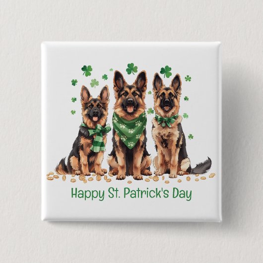 Happy St. Patrick's Day German Shepherd Hogs Button (Vorderseite)