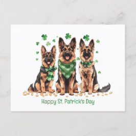 Happy St. Patrick's Day German Shepherd Hogs Feiertagspostkarte