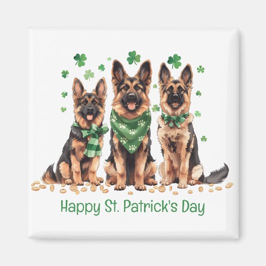 Happy St. Patrick's Day German Shepherd Hogs Magnet (Vorne)