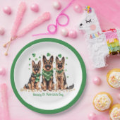 Happy St. Patrick's Day German Shepherd Hogs Pappteller (Party)