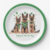 Happy St. Patrick's Day German Shepherd Hogs Pappteller (Vorderseite)