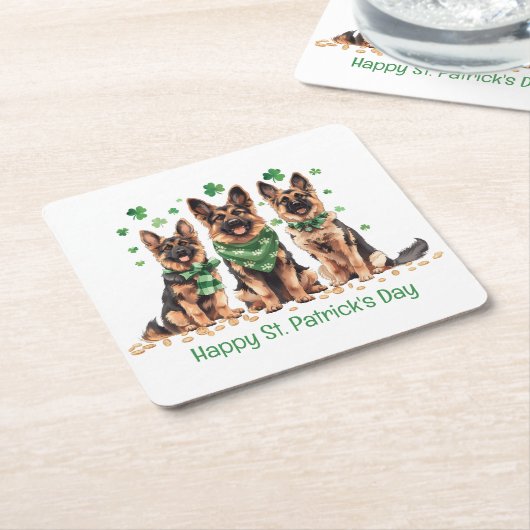 Happy St. Patrick's Day German Shepherd Hogs Rechteckiger Pappuntersetzer (angewinkelt)