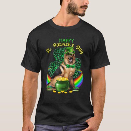 Happy St Patricks Day German Shepherd Leprechaun T-Shirt (Vorderseite)