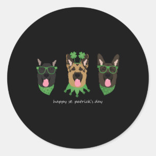 Happy St Patricks Day German Shepherds Hunde Niedl Runder Aufkleber
