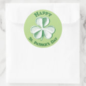 Happy St. Patrick's Day Gezeichnet Kleeblatt Runder Aufkleber (Tasche)