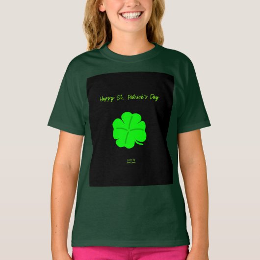 Happy St. Patrick's Day Girls Deep Forest T Shirt (Vorderseite)